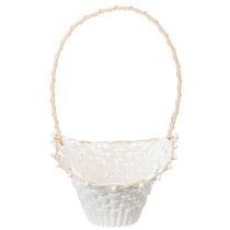 Artikel Weisses Kunststoff Streukörbchen mit Rattanrand 24x17cm für Hochzeiten