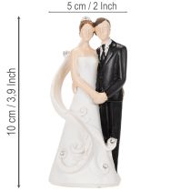 Artikel Hochzeitsfigur Brautpaar aus Polyresin 10,5cm Weiss-Schwarz mit Stassdekor