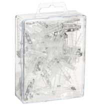 Artikel Transparente Hochzeitsanstecknadeln aus Kunststoff und Metall, 5cm, Silber, 50 Stück
