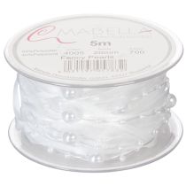 Artikel Organza-Hochzeitsband mit Perlen, 20 mm x 5 m, Weiss