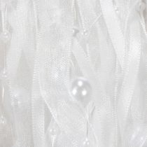 Artikel Organza-Hochzeitsband mit Perlen, 20 mm x 5 m, Weiss