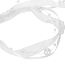 Artikel Organza-Hochzeitsband mit Perlen, 20 mm x 5 m, Weiss