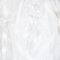 Artikel Organzaband Hochzeit Weiss 10mm x 5m mit Herzen und Perlen