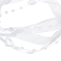 Artikel Organzaband Hochzeit Weiss 10mm x 5m mit Herzen und Perlen