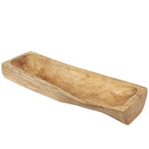 Artikel Dekoschale aus Holz mit Mulde, Rechteckig, Natur, ca. 40 × 13–16 × 6,5 cm