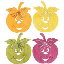 Artikel Streudeko Lachender Apfel, Herbst, Tischdeko, Holzapfel Orange, Gelb, Grün, Pink H3,5cm B4cm 72St