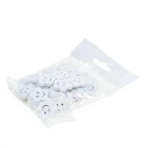 Artikel Holzblume mit Gesicht Weiß 2,5cm 48 St