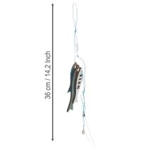 Artikel Holzhänger Fische Blau, 36cm, Set aus 4 Stück, maritime Dekoration
