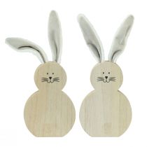 Artikel Holzhase mit beweglichen Stoffohren – Natur Braun Weiss, 11,5 × 27 cm, 2 Stück