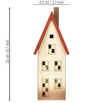 Artikel Holzhaus Deko Lichthaus Rot Natur 8,5×6,5×22 cm Für Batterien