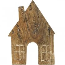 Artikel Holzhaus Deko Weihnachtshaus aus Mangoholz mit Glitzer H15cm Natur-Gold