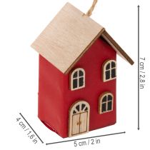 Artikel Hängedeko Haus Set aus Holz Rot Skandi-Stil 6er-Set 7cm