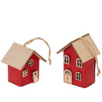 Artikel Hängedeko Haus Set aus Holz Rot Skandi-Stil 6er-Set 7cm