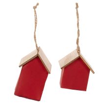 Artikel Hängedeko Haus Set aus Holz Rot Skandi-Stil 6er-Set 7cm