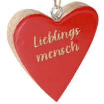 Artikel Holzherzen Deko Hänger Rot Gold mit Spruch 6cmx7cm 12St