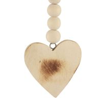 Artikel Holzherzen 8cm Dekohänger mit Jutekordel und Holzperlen, Natur, 6 Stück