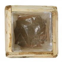 Artikel Pflanzkasten Holz quadratisch 12×12×8,5cm naturfarben innen mit Folie