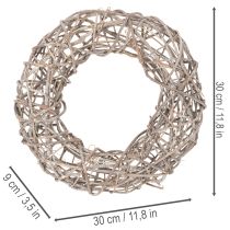 Artikel Holzkranz Dekokranz Natur Weiss Ø30cm H9,5cm
