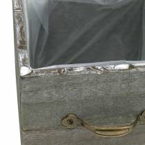 Artikel Pflanzgefäss Holz Schublade 15x15cm und 12x12cm 2er-Set Grau mit Metallgriffen