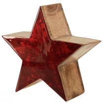 Artikel Holzstern Natur Rot Stern Deko aus Mangoholz Ø24x10cm
