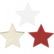 Artikel Streudeko Holz Sterne Natur, Rot, Weiß 3cm Mix 72St