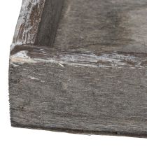 Artikel Rustikales Holztablett 15cm quadratisch grau – Set mit 4 Stück für Tisch- und Raumdekoration