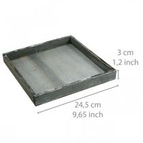 Artikel Tablett Holz quadratisch Grau-Weiss 24,5×24,5cm für Tischdeko im Shabby-Chic Stil (2er Set)