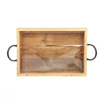 Artikel Holztablett mit Griffen 35×22.5cm Natur Schwarz mit Kunststoff-Einsatz