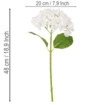 Artikel Künstliche Hortensienblume mit langem Stiel, 48 cm, weiss, für Dekoration
