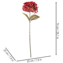 Artikel Künstlicher Hortensienzweig Rot 74cm