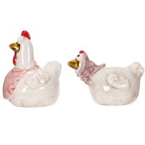 Artikel Keramik Hühnerfiguren 11 cm Mehrfarbig Osterdekoration Wohnzimmer 2er-Set
