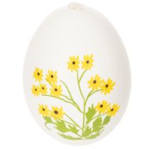 Artikel Ostereier aus Naturweiss, Hühnereier, mit Blütenmotiven, 6 cm, Set mit 6 Stück, für Osterdeko im Innenbereich