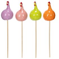 Artikel Hühnerstecker aus Keramik, bunt, 7,5 cm, für Blumenarrangements und Tischdeko, 4er-Set