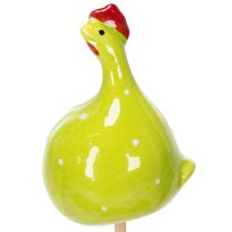 Artikel Hühnerstecker aus Keramik, bunt, 7,5 cm, für Blumenarrangements und Tischdeko, 4er-Set