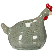 Artikel Keramik Dekofigur Huhn 13 cm, Grün mit roten Details, Set aus 2, für Wohnbereich