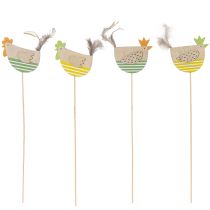 Artikel Hühnerstecker aus Holz mit Osterdesign, 30,5 cm hoch, 12 Stück, Gelb-Grün