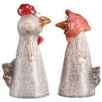 Artikel Keramik-Dekofiguren Hahn und Henne 20/22 cm rustikaler Osterstil