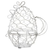 Artikel Drahtkorb Huhn-Form aus Metall Weiss 14cm für Ostereier und Dekoration