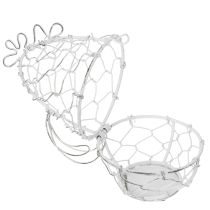 Artikel Drahtkorb Huhn-Form aus Metall Weiss 14cm für Ostereier und Dekoration
