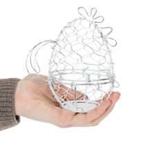 Artikel Drahtkorb Huhn-Form aus Metall Weiss 14cm für Ostereier und Dekoration