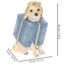 Artikel Dekofigur sitzender Hund aus Kunstharz im Geschenkpaket 20cm