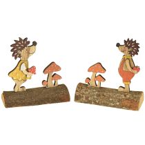 Artikel Igel mit Pilzen Herbstfigur Holzigel Gelb/Orange H11cm 6er-Set