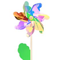 Artikel Irisierendes Windrad Blume mit Blatt Windmühle Ø17,5cm 2St