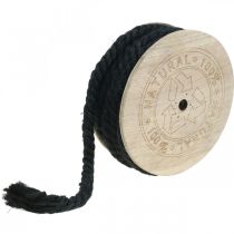 Artikel Jutekordel Schwarz 8mm Ø, 7m Länge, natürliche Jutefaser, Dekoseil für Geschenk- und Tischdekoration