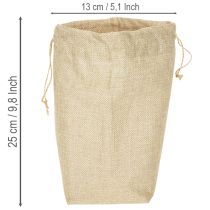 Artikel Jutetasche aus Jute und Kunststoff 13,5×11cm H25cm in Naturfarben mit Kordel