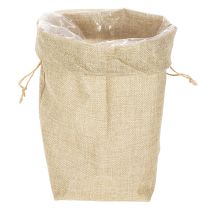 Artikel Jutetasche aus Jute und Kunststoff 13,5×11cm H25cm in Naturfarben mit Kordel