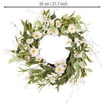 Artikel Blütenkranz künstliche Margeriten 55 cm Weiss-Gelb für Wohn- und Türdekoration