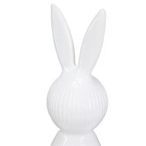 Artikel Keramik Hasenfigur 22cm Weiss glänzend mit Rillenstruktur 2er-Set für Frühlings- und Osterdekoration