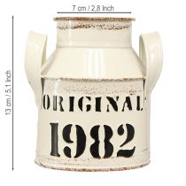 Artikel Kanne aus Metall Deko Vintage-Look Creme Rost mit Aufschrift „Original 1982“, Höhe 13 cm, 2 Stück