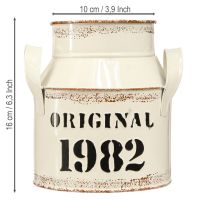 Artikel Kanne aus Metall „Original 1982“, Creme mit Rostfinish, H16 cm, 2 Stück, für Dekoration